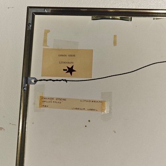 VIRGINIA VOGEL "Wally's Folks" Canada Pair, charcoal and pen, framed, signed - Picture 4 of 4